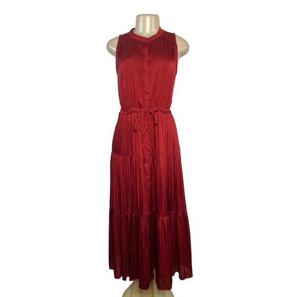 Banana Republic Womens Red Sleeveless Button-Front Maxi Dress Size 0- New - Picture 1 of 6